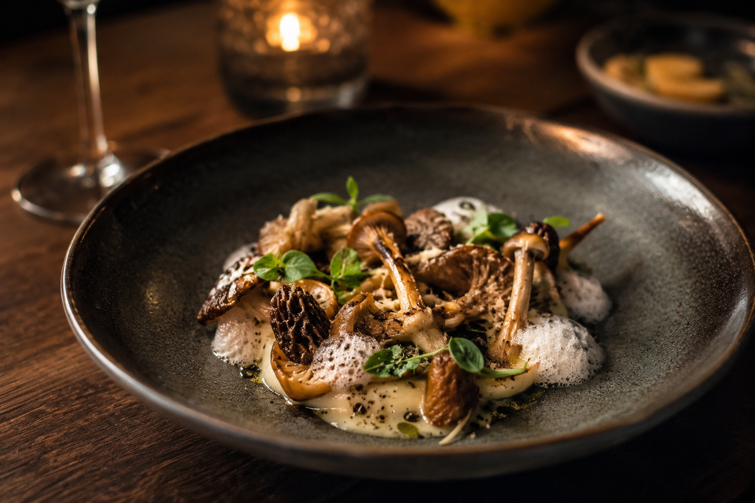 Plat gastronomique aux champignons